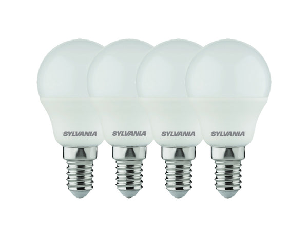 Sylvania ledlamp - e14 - 470 lm - kogel - mat - 4 stuks