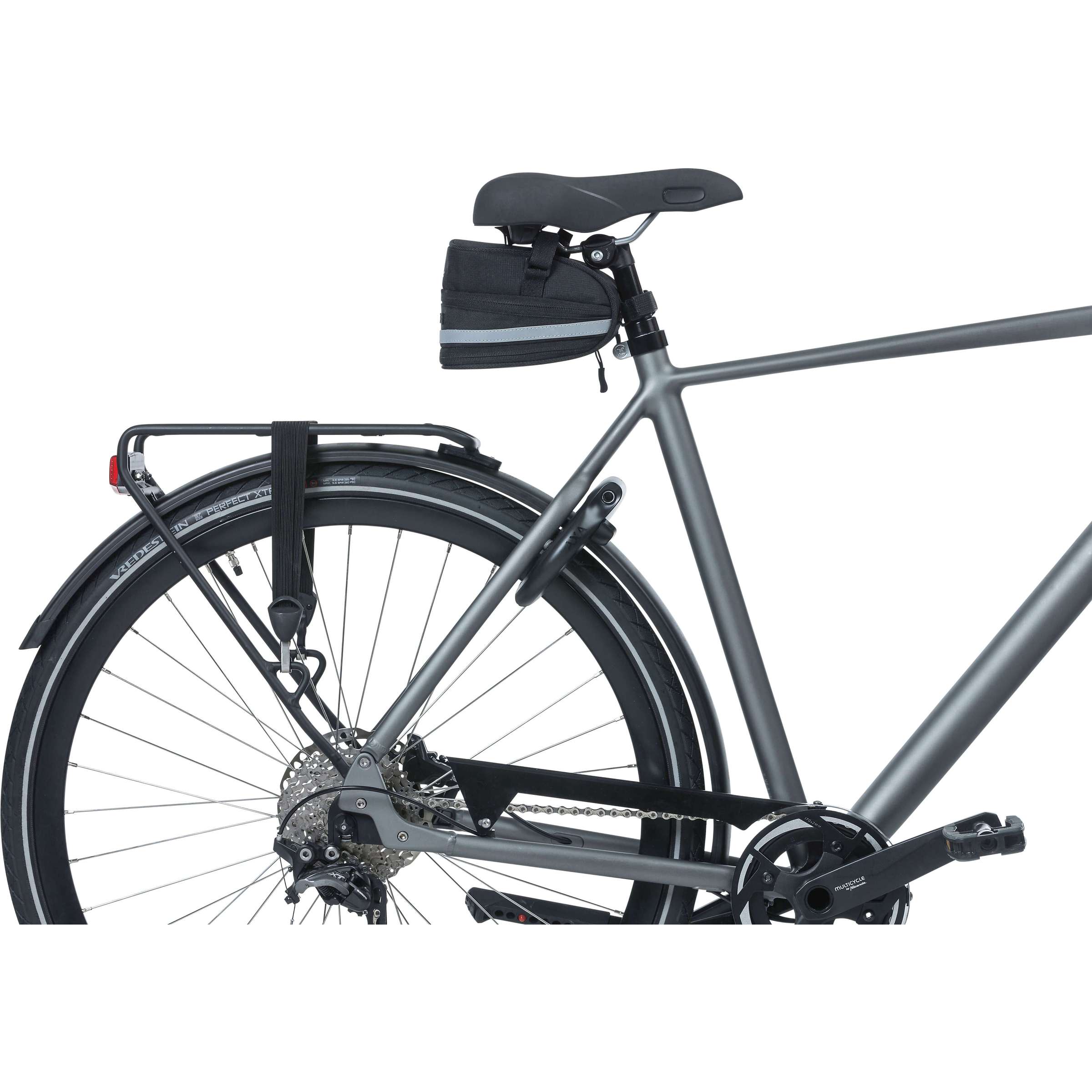 Basil Mada Zadeltas - Compact, zwart, 1L, klittenband, fietsaccessoire