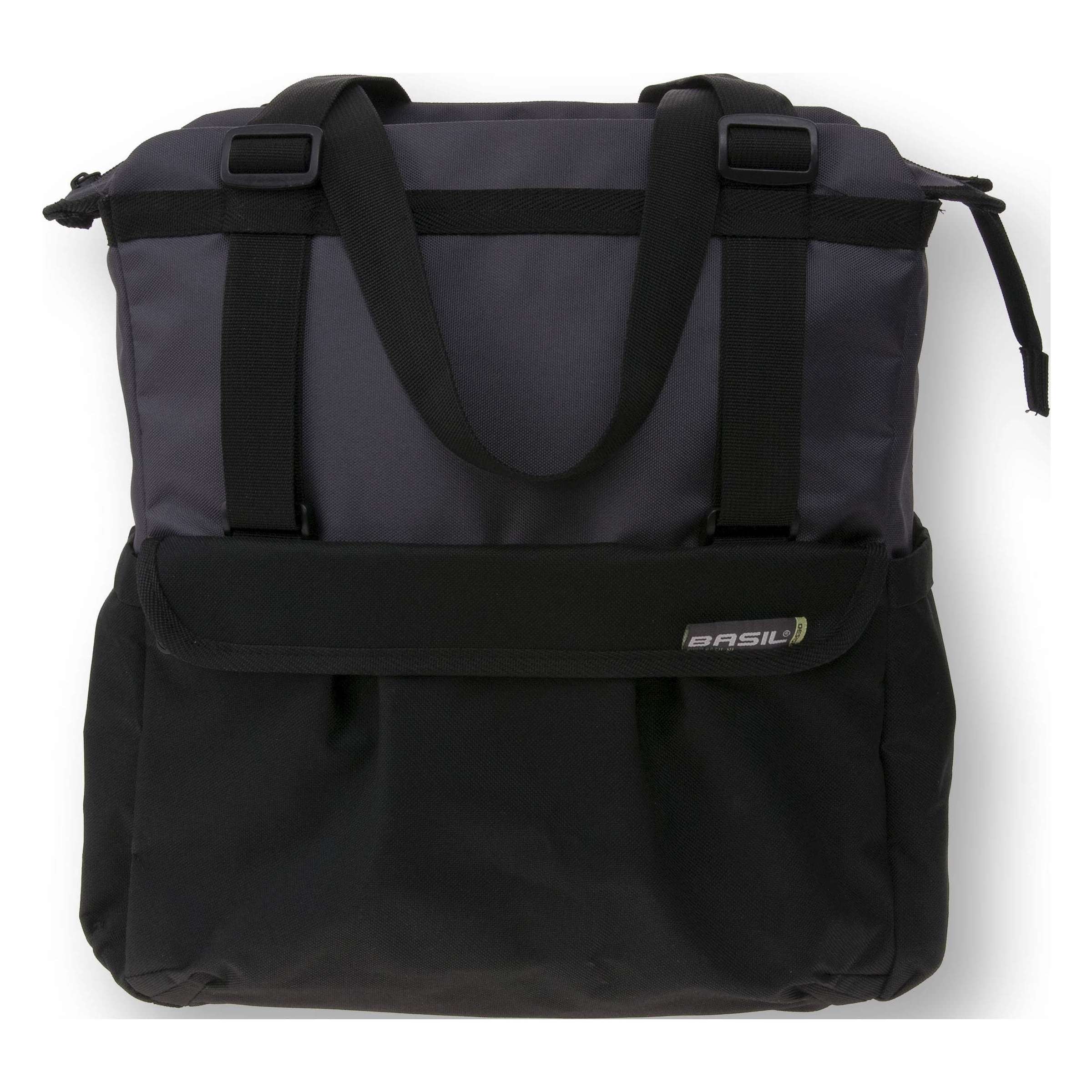 Basil Shopper XL - sporty and trendy bike bag for groceries and the beach, black anthracite, 20L