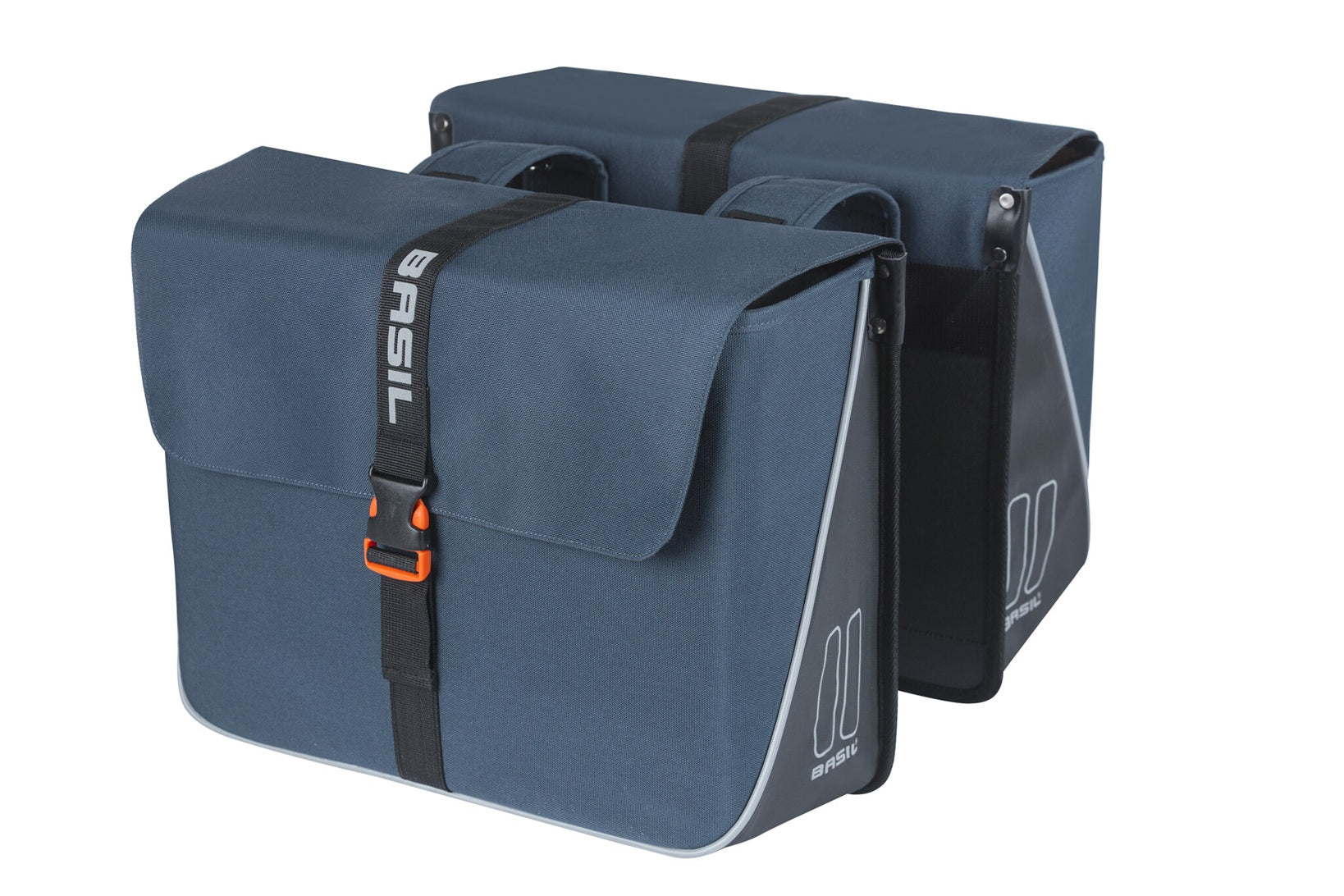 Basil Forte dubbele fietstas, waterafstotend, navy blauw zwart, 35L