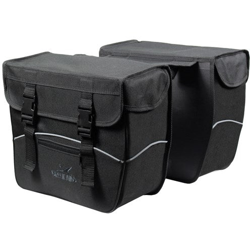 Greenlands Tas dubbel zwart-zwart. afmeting 35x31x16 (x2) cm. afgeschuurde kanten, 34L