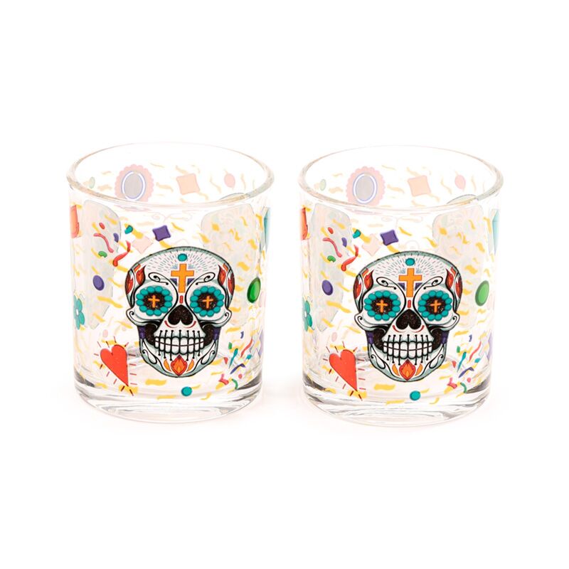 Dia de los muertos set 2 glazen drinkglazen 250ml