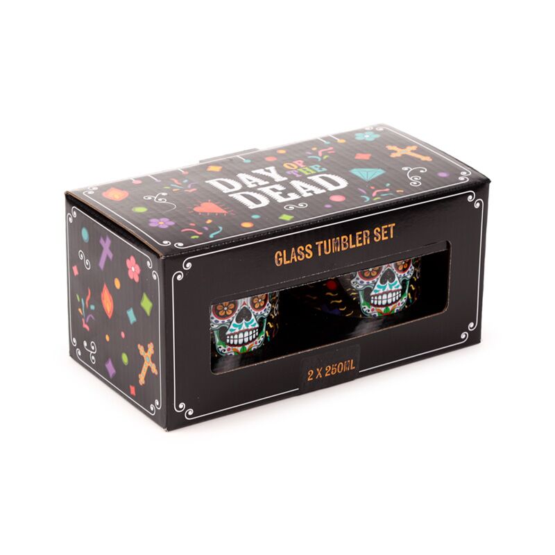 Dia de los muertos set 2 glazen drinkglazen 250ml