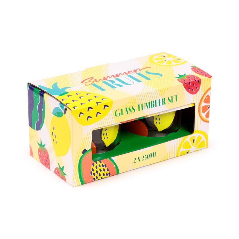 Zomerfruitset 2 glazen drinkglazen 350ml