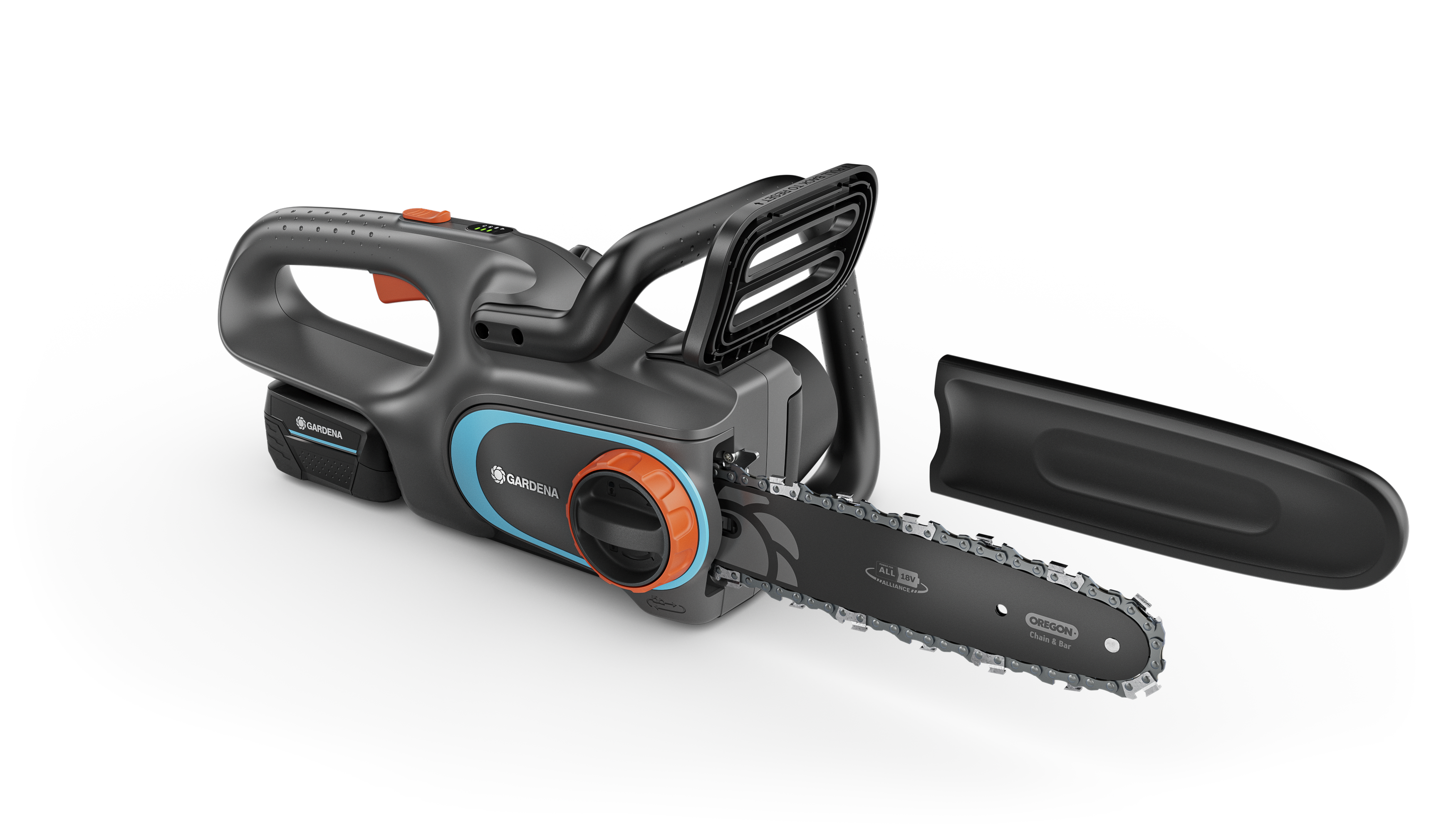 Gardena accukettingzaag powersaw 250 18v (grijs turquoise, accu en oplader inbegrepen, power for all alliance)