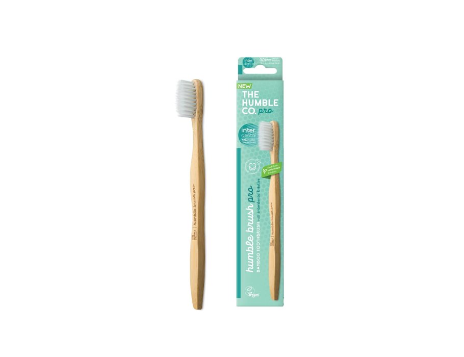 De bescheiden mede. tandenborstel bamboe - pro - interdentaal - zacht - turquoise