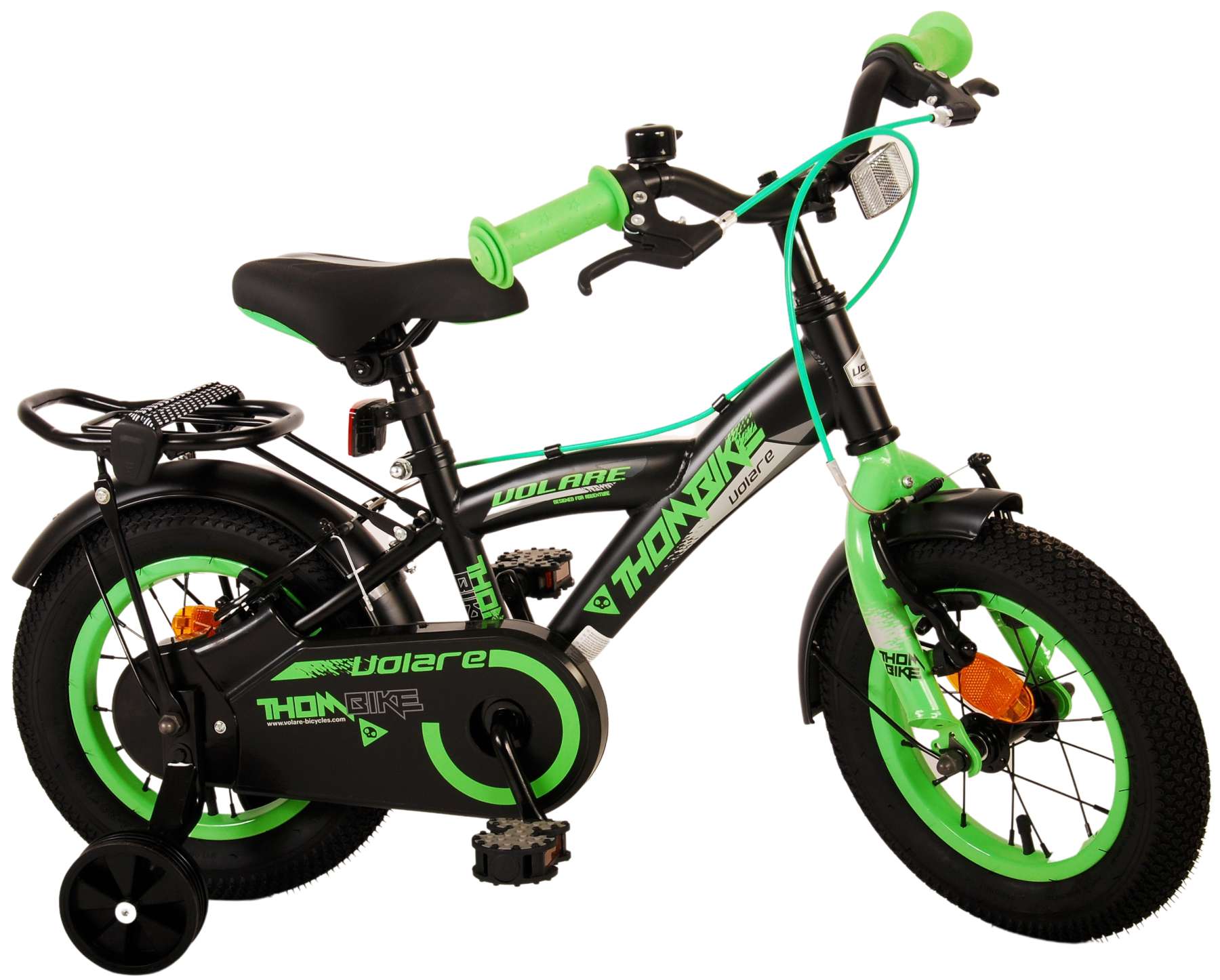 Volare Thombike Kinderfiets - Jongens - 12 inch - Zwart Groen - Twee Handremmen