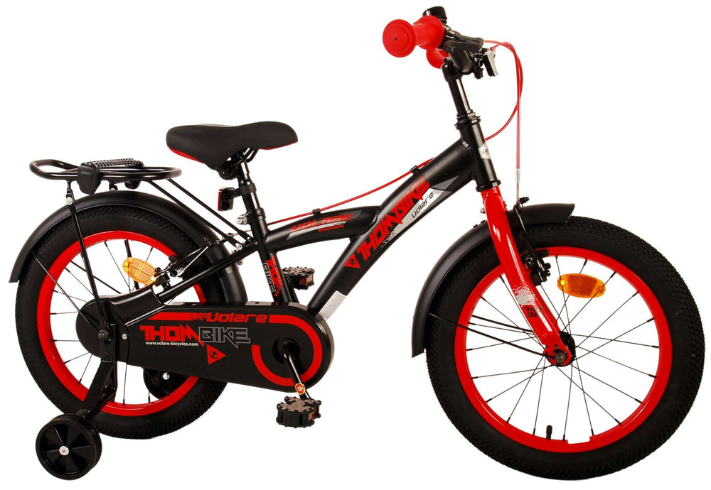 Volare Thombike Kinderfiets - Jongens - 16 inch - Zwart Rood - Twee Handremmen