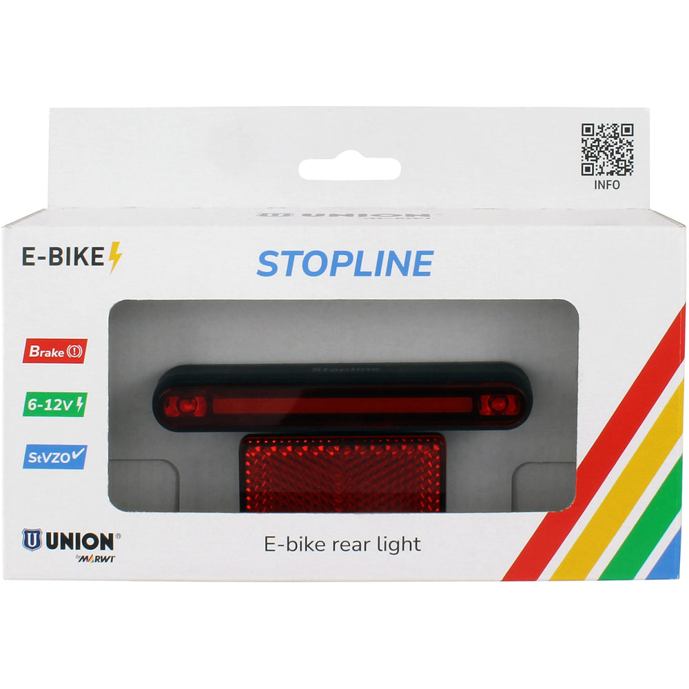 Qibbel union achterlicht e-bike 50-80mm stopline 6-12v remlicht