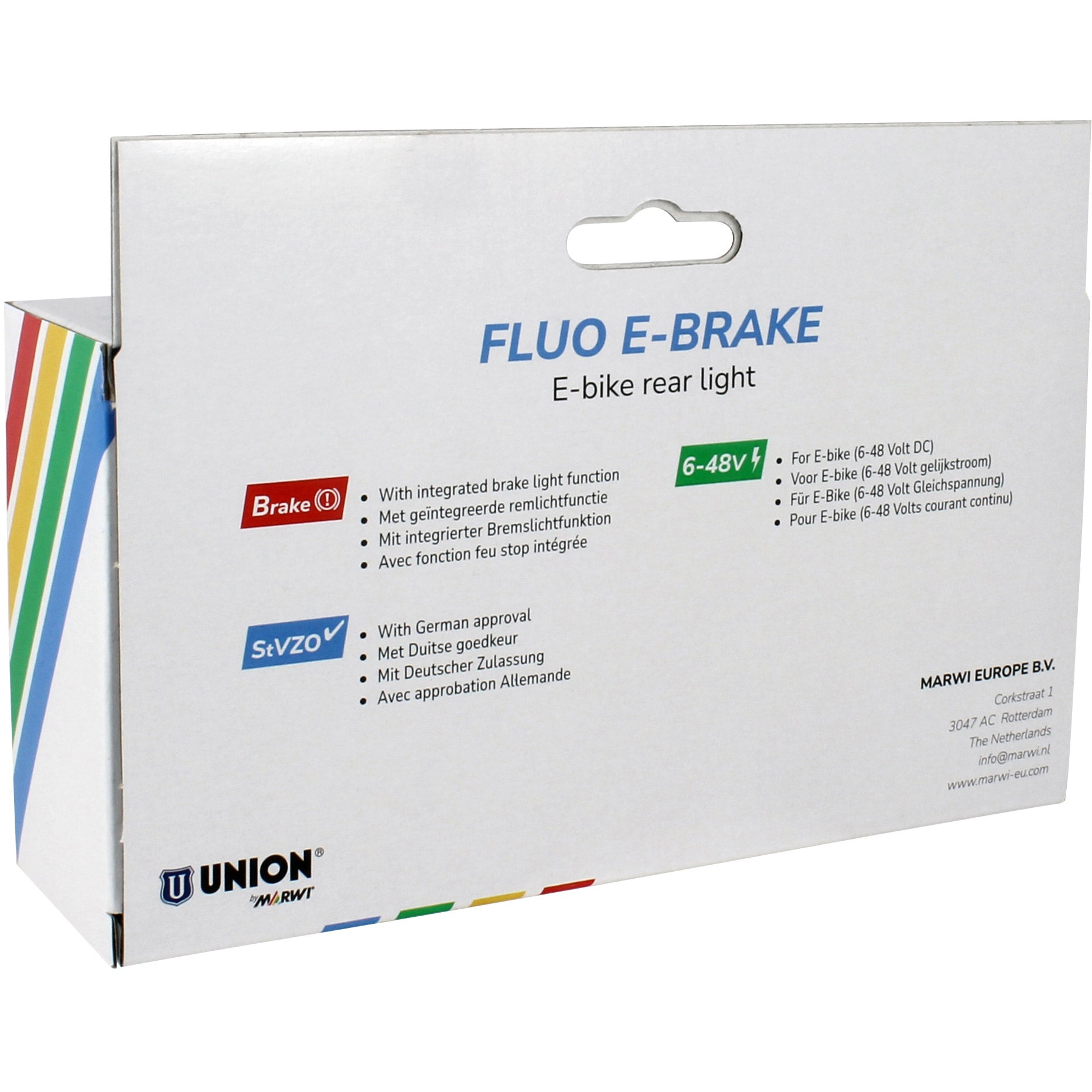 Union rear light ebike fluo e-brake w. brak.