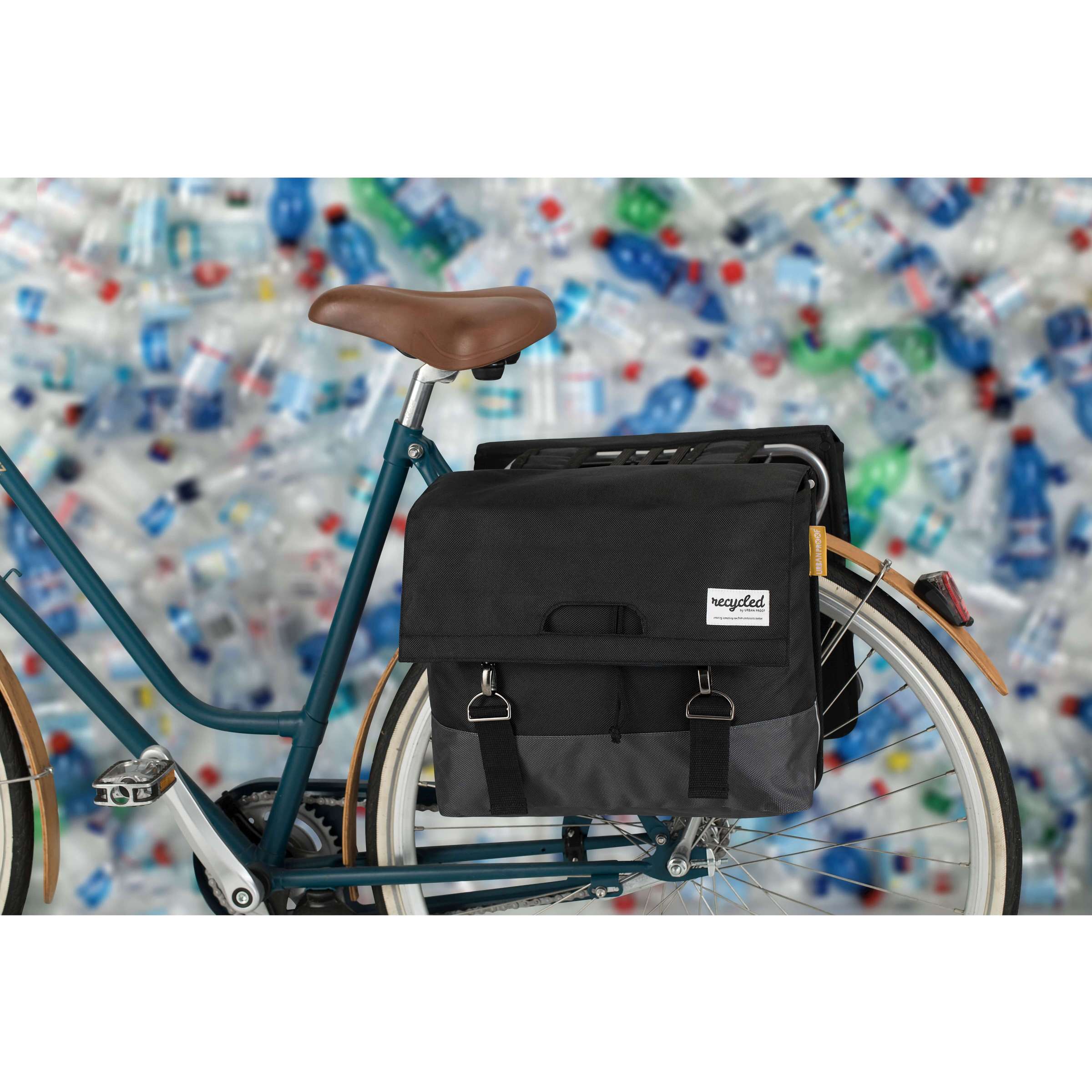 UrbanProof Urban Proof 40L dubbele fietstas zwart grijs
