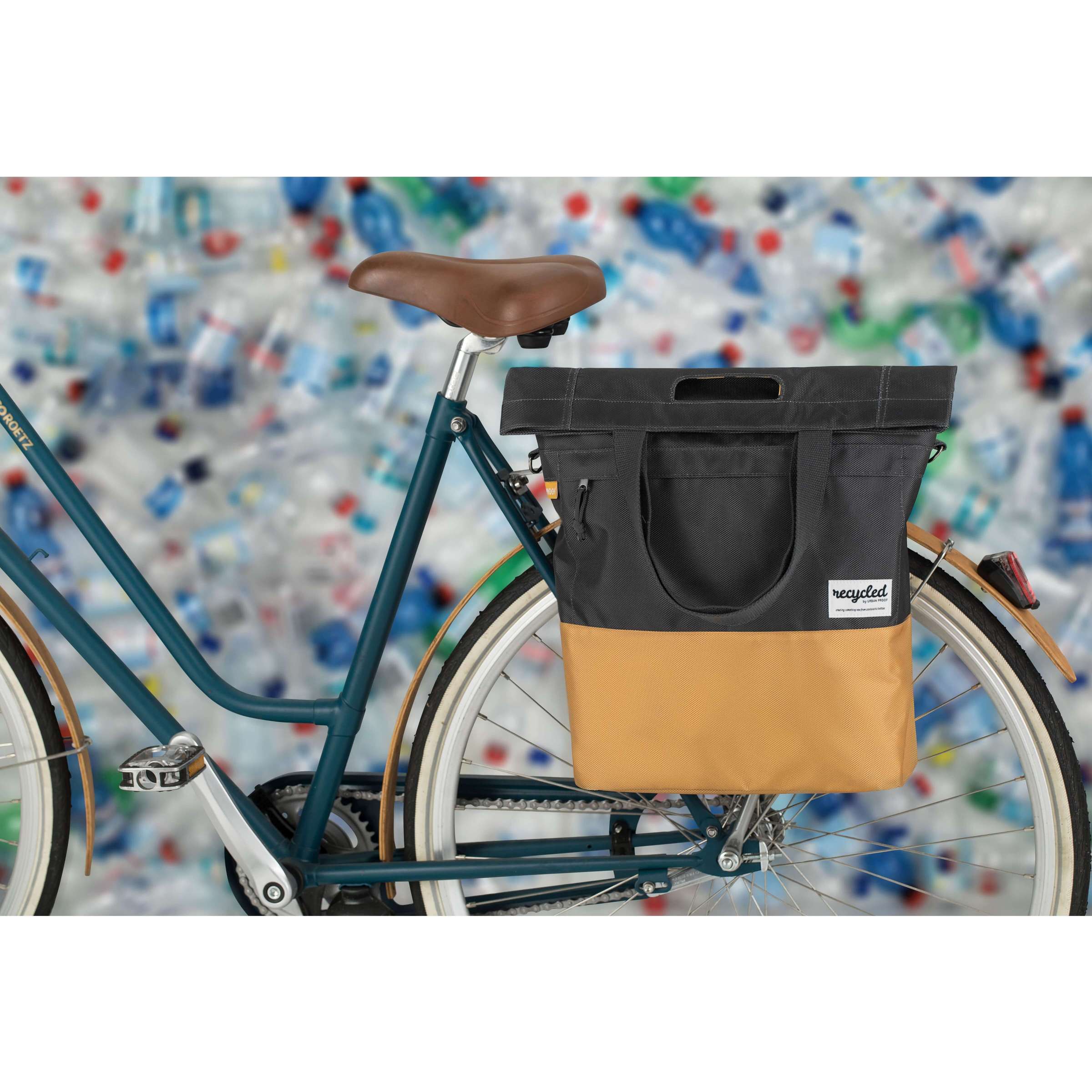 Urban Proof 20L fietstas - grijs-geel - unisex - waterbestendig - gerecycled PET-materiaal