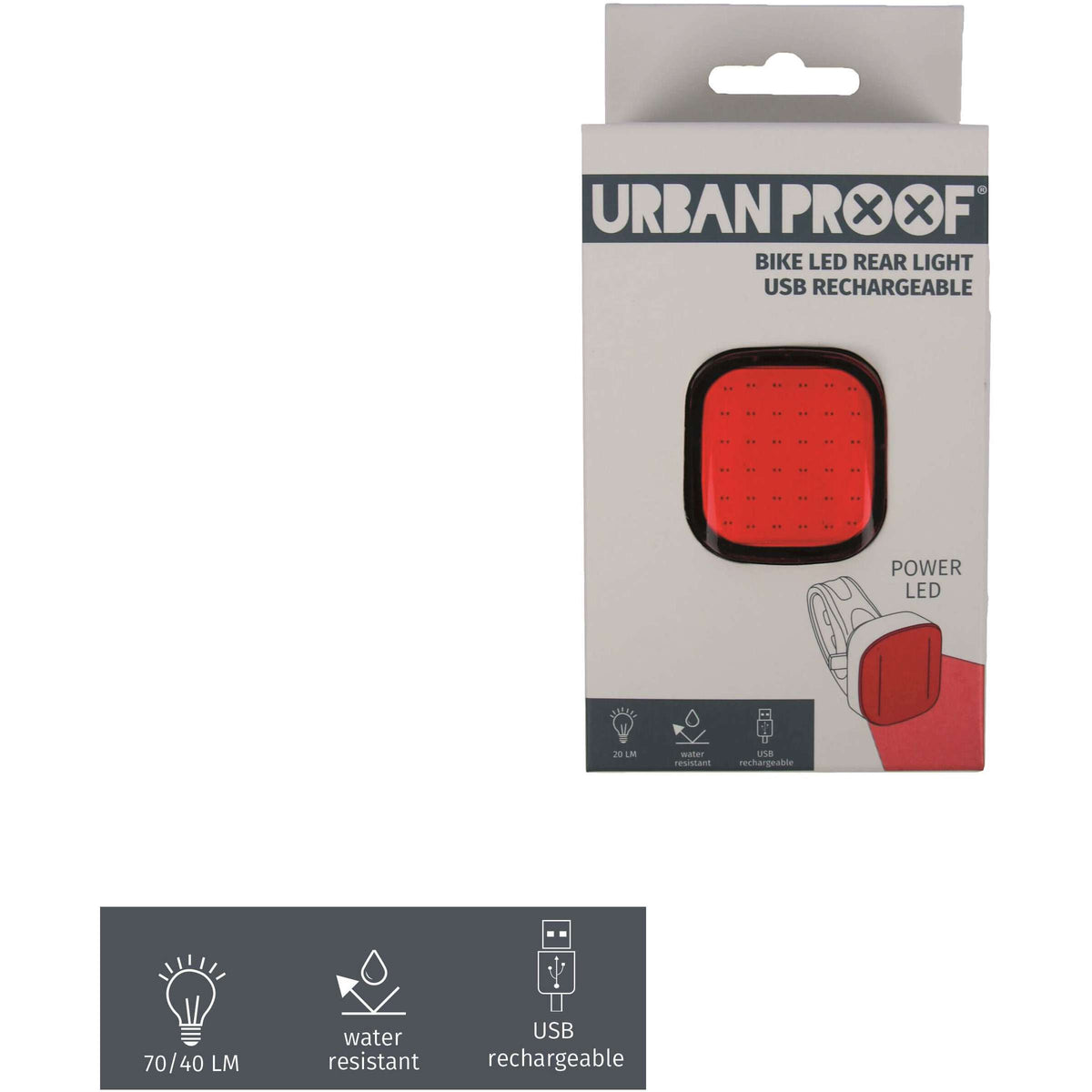 UrbanProof high power rear light red USB