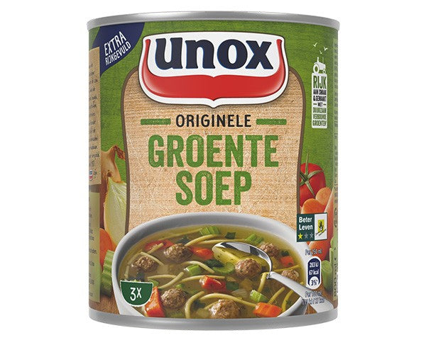 Unox soep in blik - originele groentesoep - gemaakt met soepballen, vermicelli en verschillende soorten groenten - 6 x 800 ml