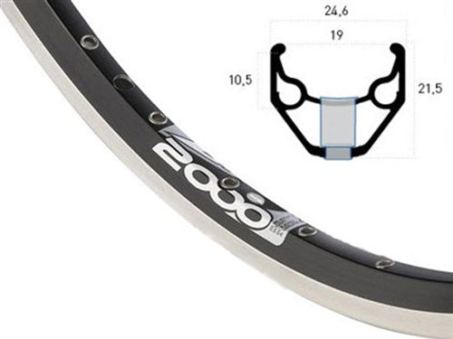 Ryde velg 28 inch 622 zac2000 zwart geslepen zijkant 36 dubbel bus