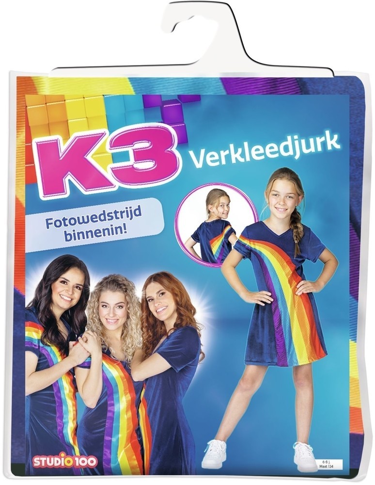 K3 Verkleedjurk Regenboog Blauw, 6-8 jaar