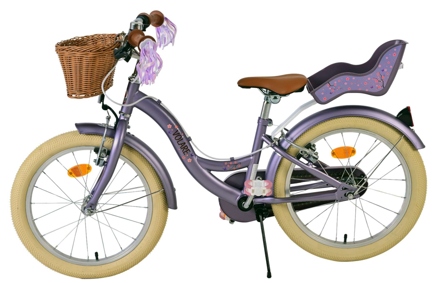 Volare blossom kinderfiets - meisjes - 18 inch - paars - twee handremmen