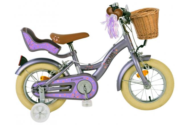 Volare bloesem kinderfiets - meisjes - 12 inch - paars - twee handremmen