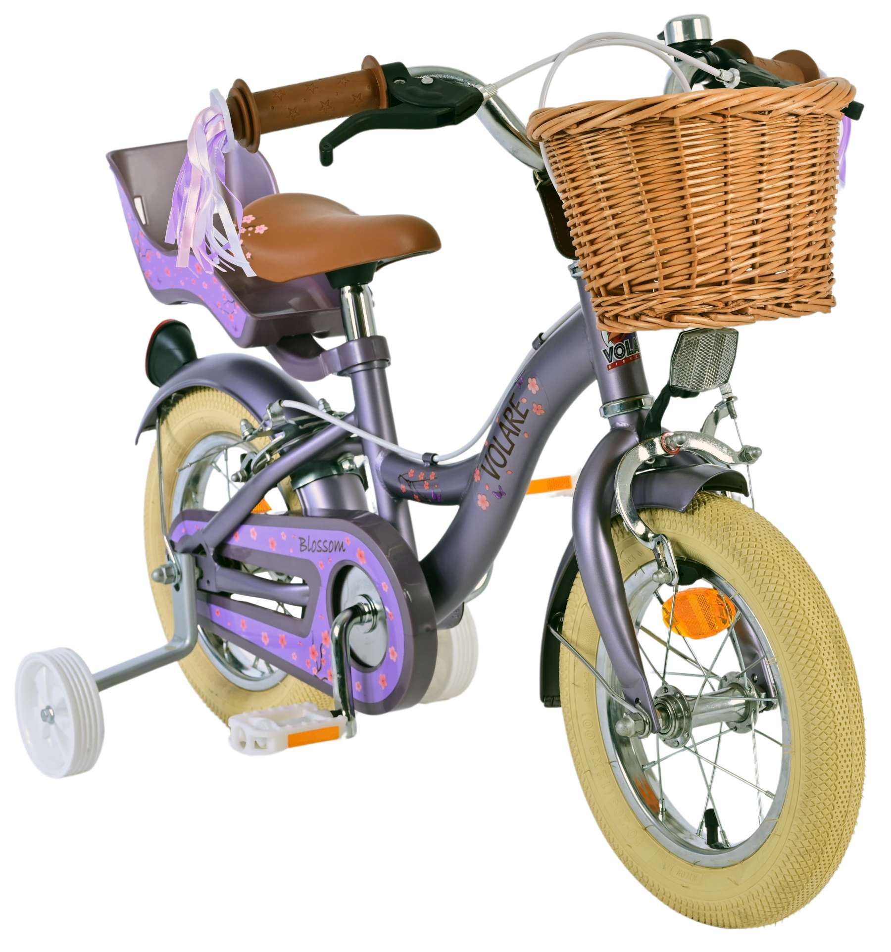 Volare bloesem kinderfiets - meisjes - 12 inch - paars - twee handremmen