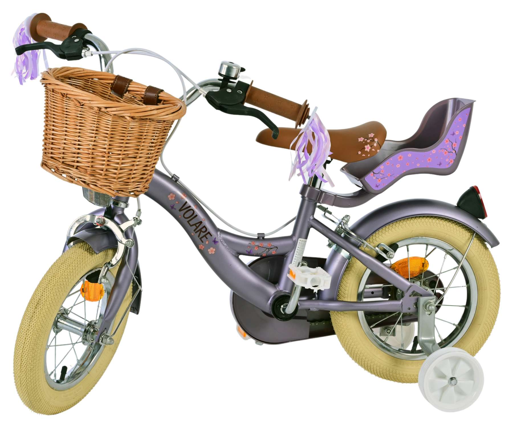 Volare bloesem kinderfiets - meisjes - 12 inch - paars - twee handremmen