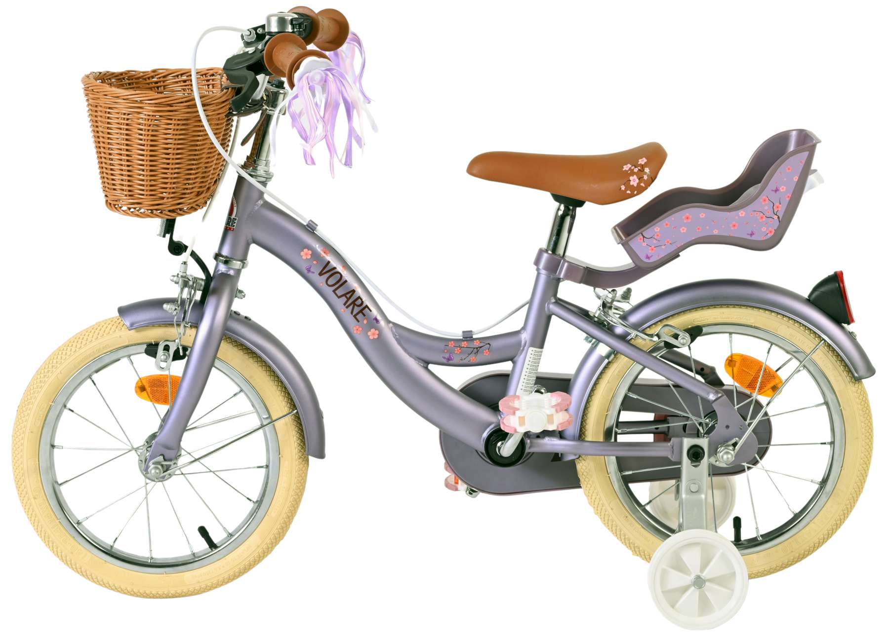Volare blossom kinderfiets - meisjes - 14 inch - paars - twee handremmen