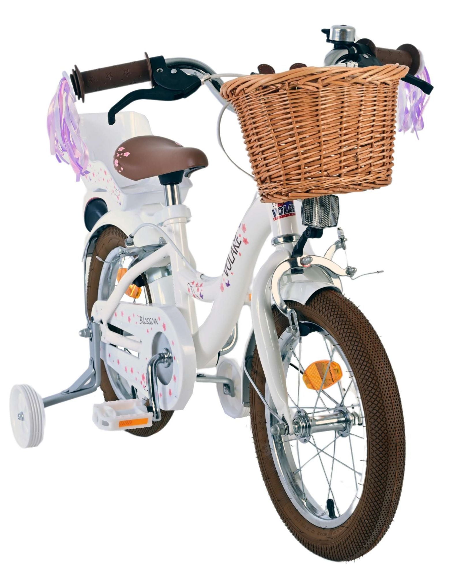 Volare Blossom Kinderfiets - Meisjes - 14 inch - Wit - Twee Handremmen