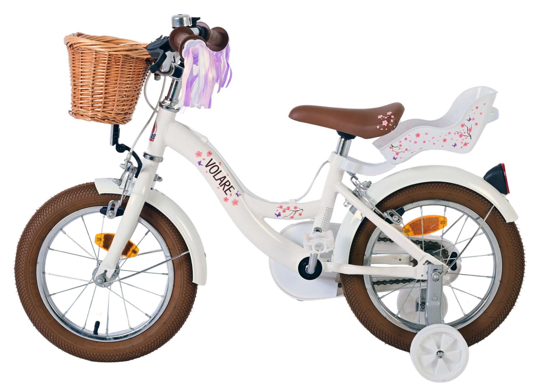 Volare Blossom Kinderfiets - Meisjes - 14 inch - Wit - Twee Handremmen