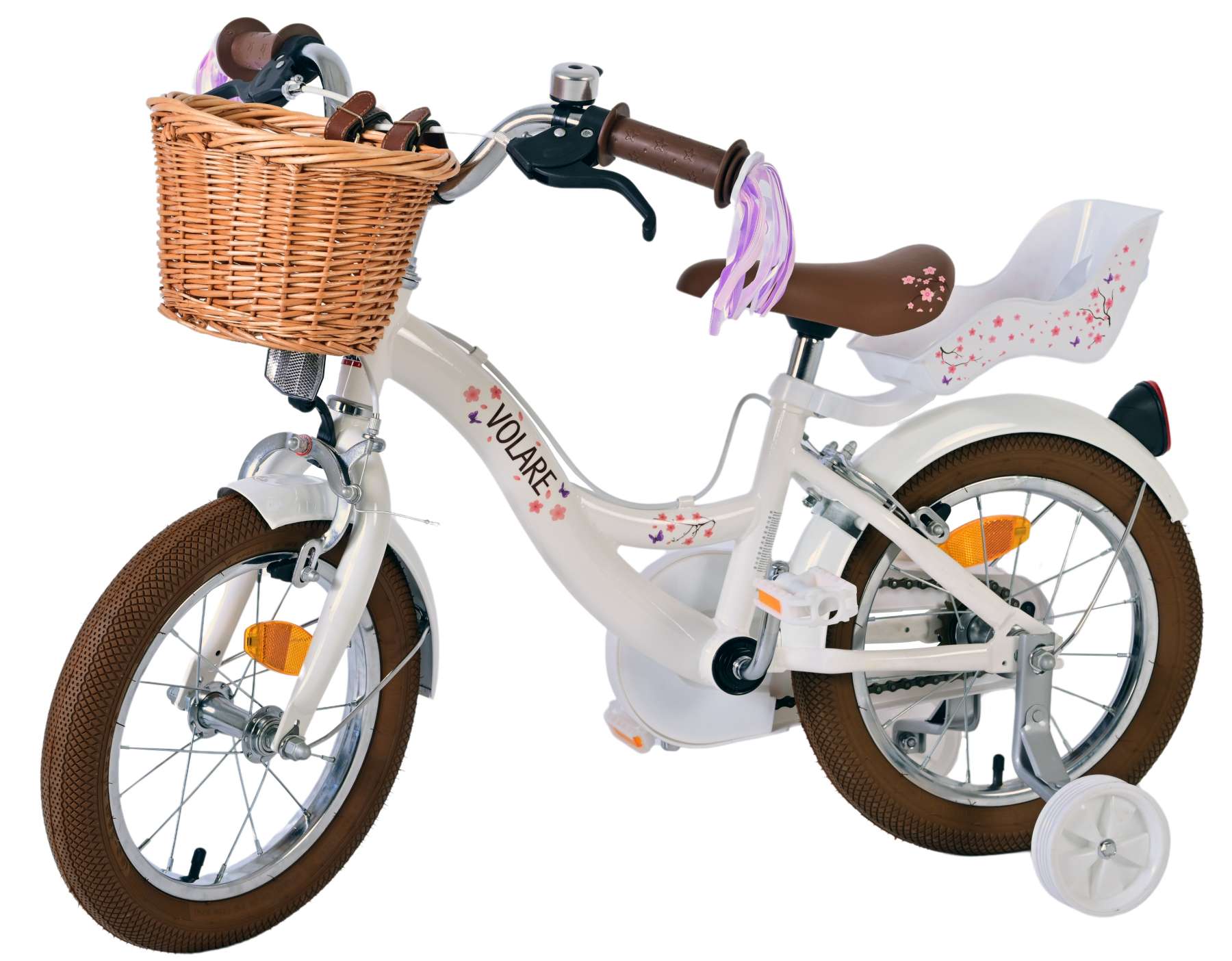 Volare Blossom Kinderfiets - Meisjes - 14 inch - Wit - Twee Handremmen