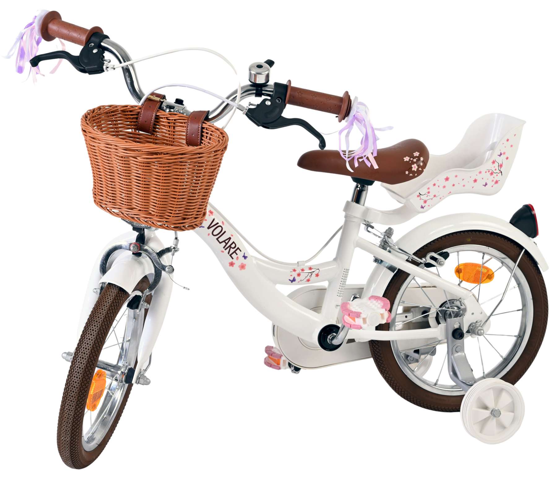 Volare blossom kinderfiets - meisjes - 14 inch - wit - twee handremmen
