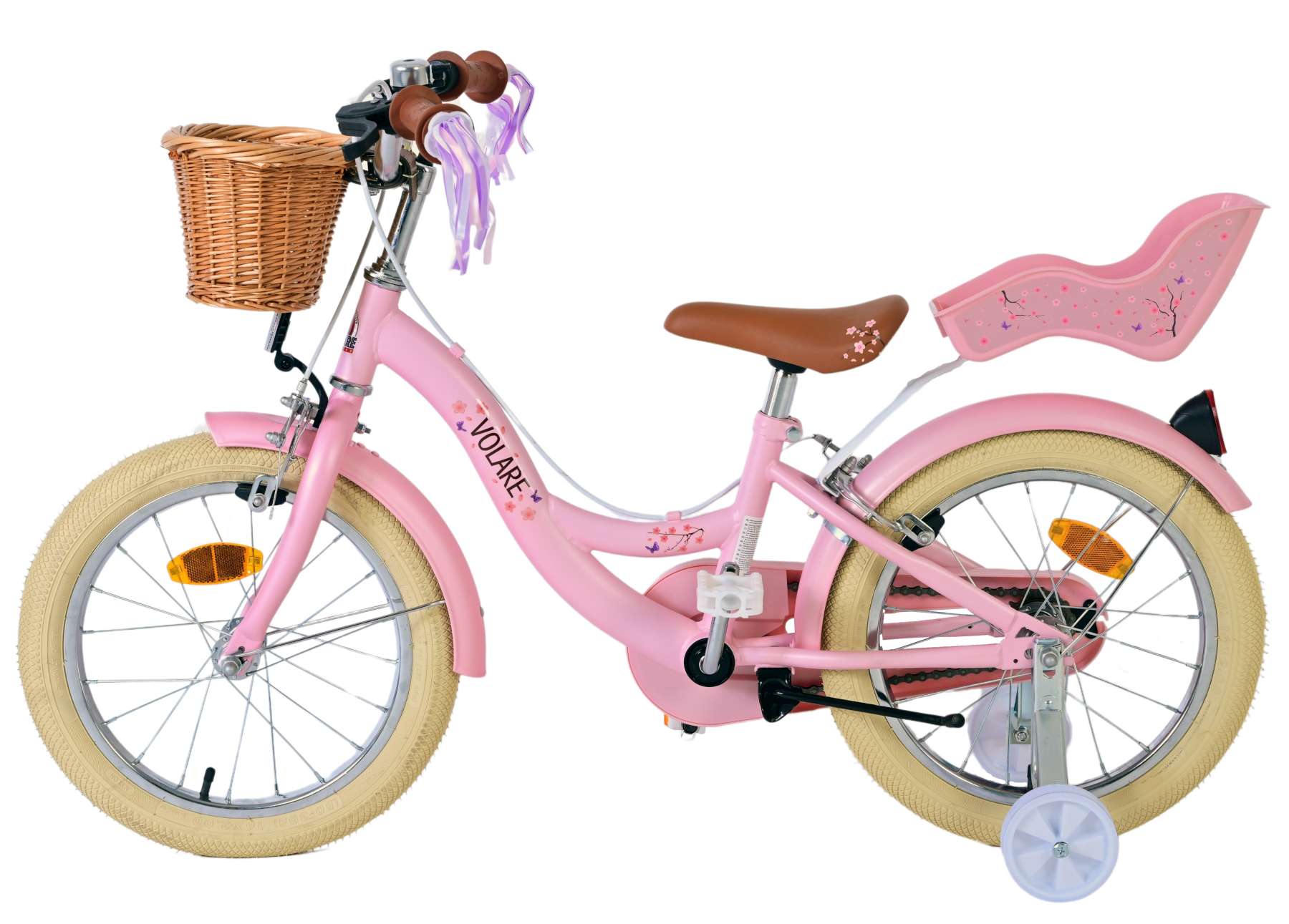 Volare bloesem kinderfiets - meisjes - 16 inch - roze - twee handremmen
