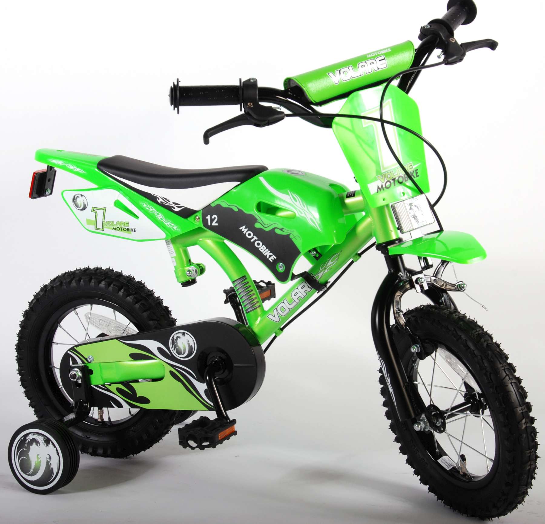Volare Motor Kinderfiets - Jongens - 12 inch - Groen - Twee handremmen