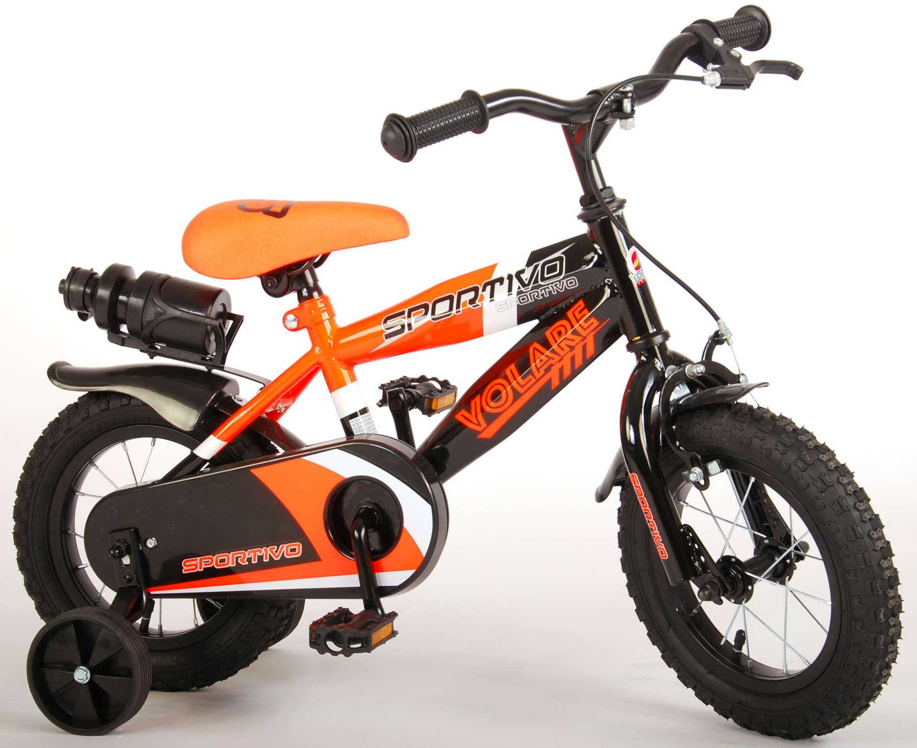 Volare Sportivo Kinderfiets - Jongens - 12 inch - Neon Oranje Zwart - 95% afgemonteerd