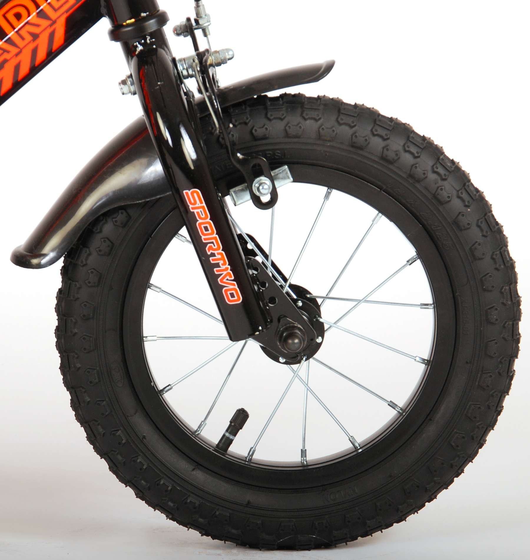 Volare Sportivo Kinderfiets - Jongens - 12 inch - Neon Oranje Zwart - 95% afgemonteerd