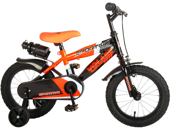 Volare Sportivo Kinderfiets - Jongens - 14 inch - Neon Oranje Zwart - 95% afgemonteerd