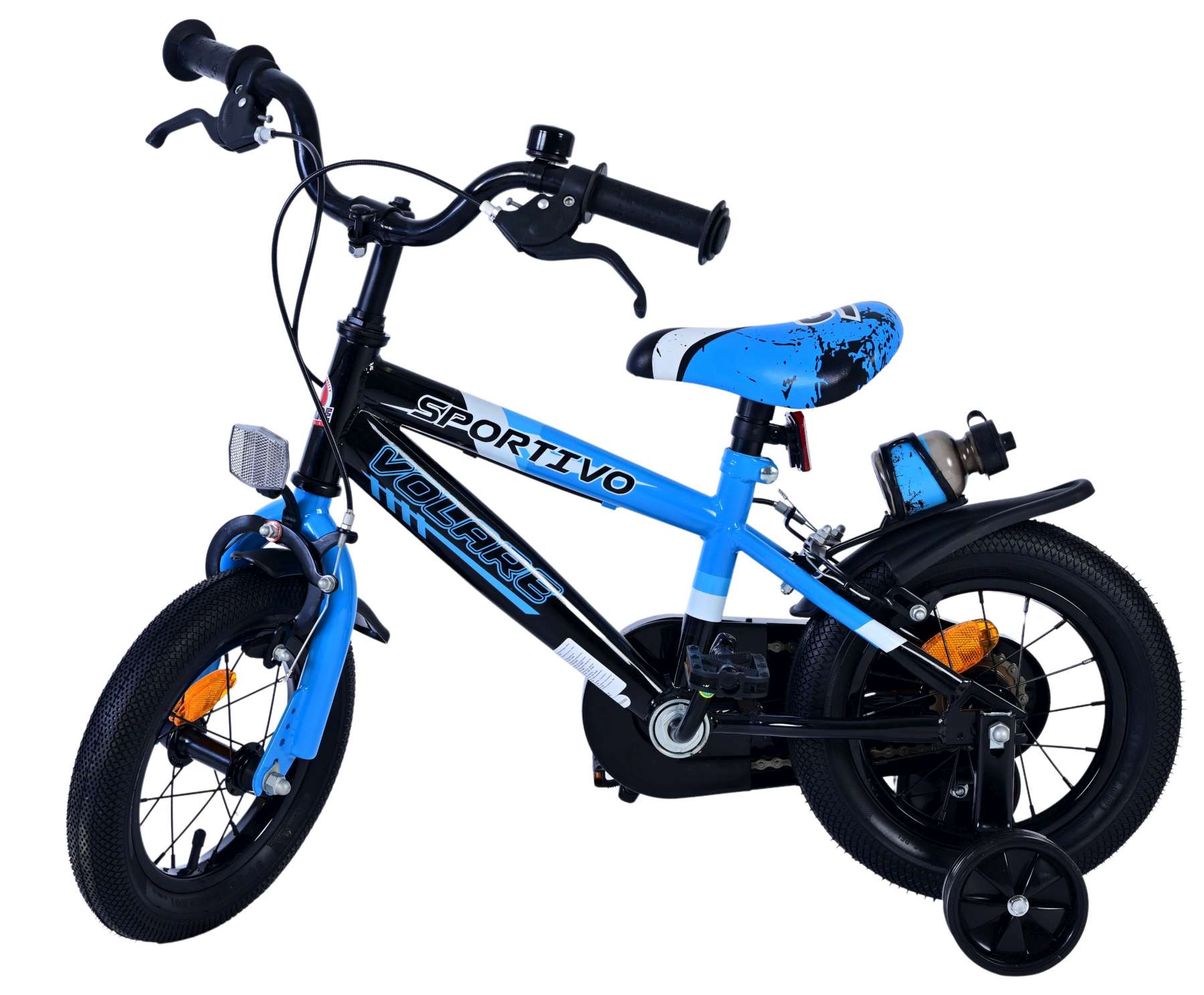 Volare sportivo kinderfiets - jongens - 12 inch - blauw zwart - twee handremmen