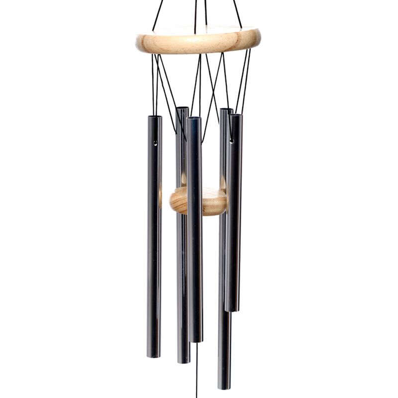Houten windgong met metalen buizen 58cm