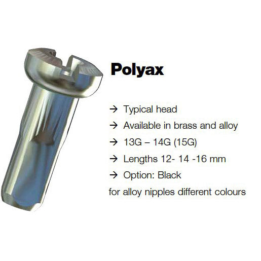 Sapim spaaknippel 14 polyax 16mm messing zwart (100st)