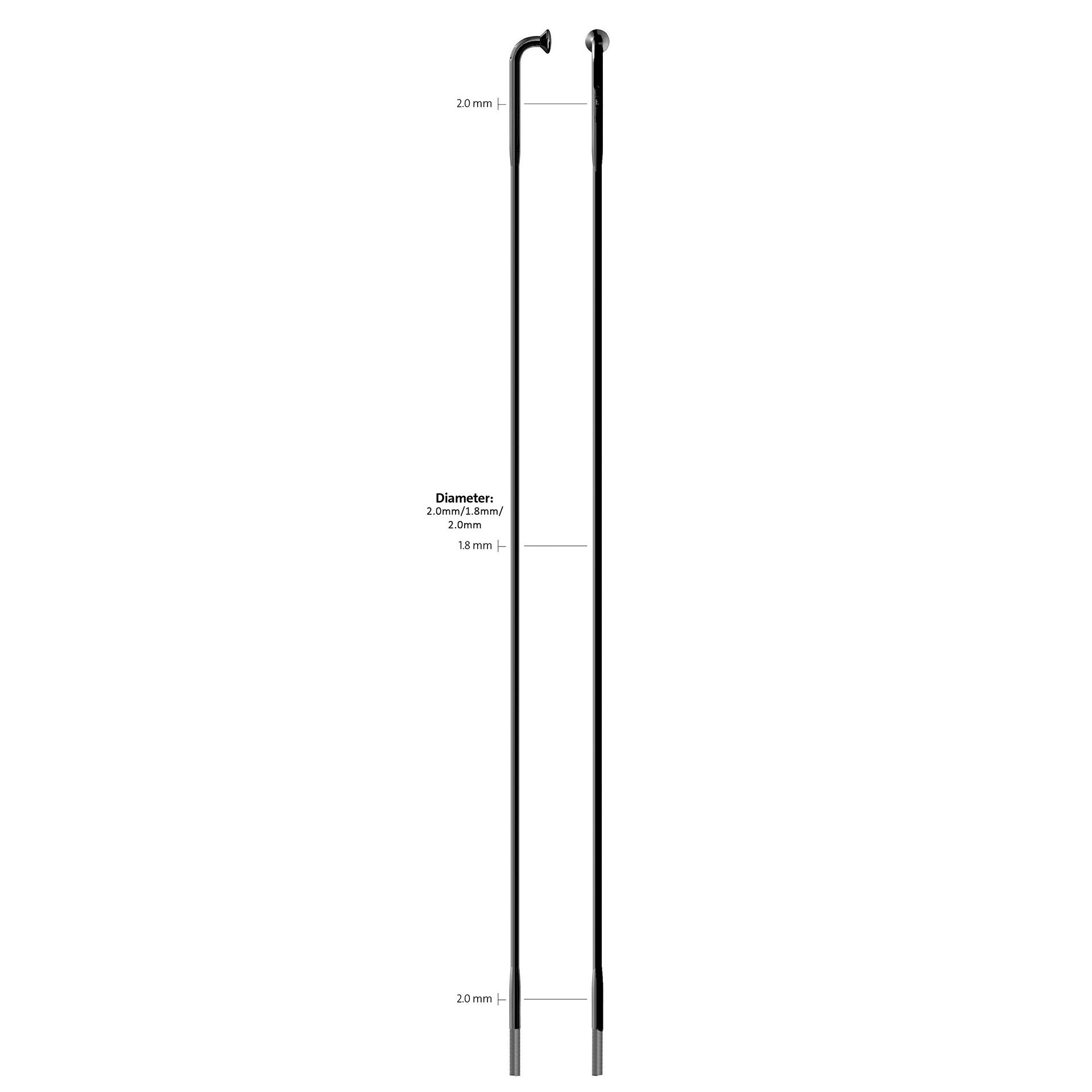 Sapim spaak 14-182l race RVS zwart zonder nippel (100st)