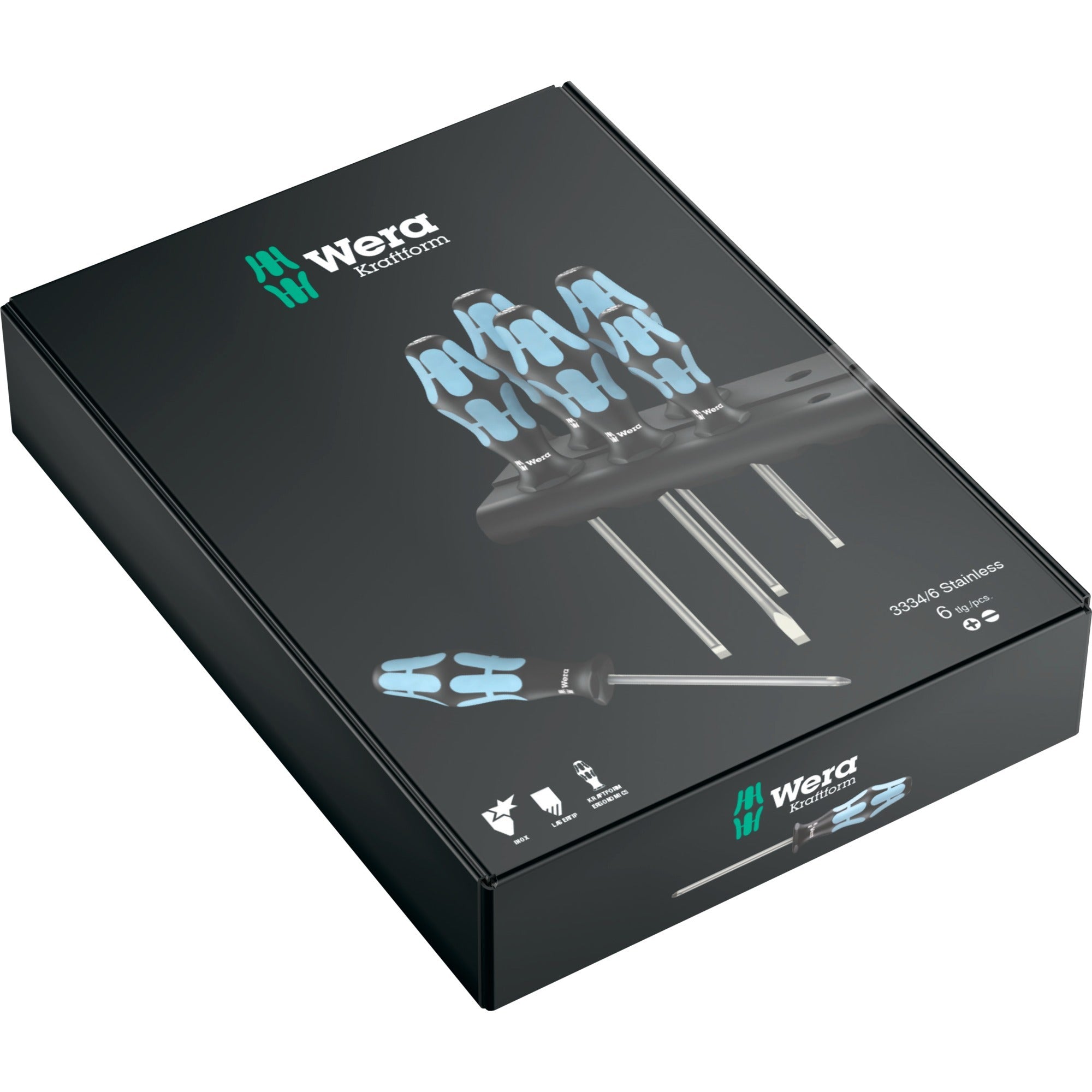 Wera 3334 6 Schroevendraaier-set, RVS + houder, 6-delig