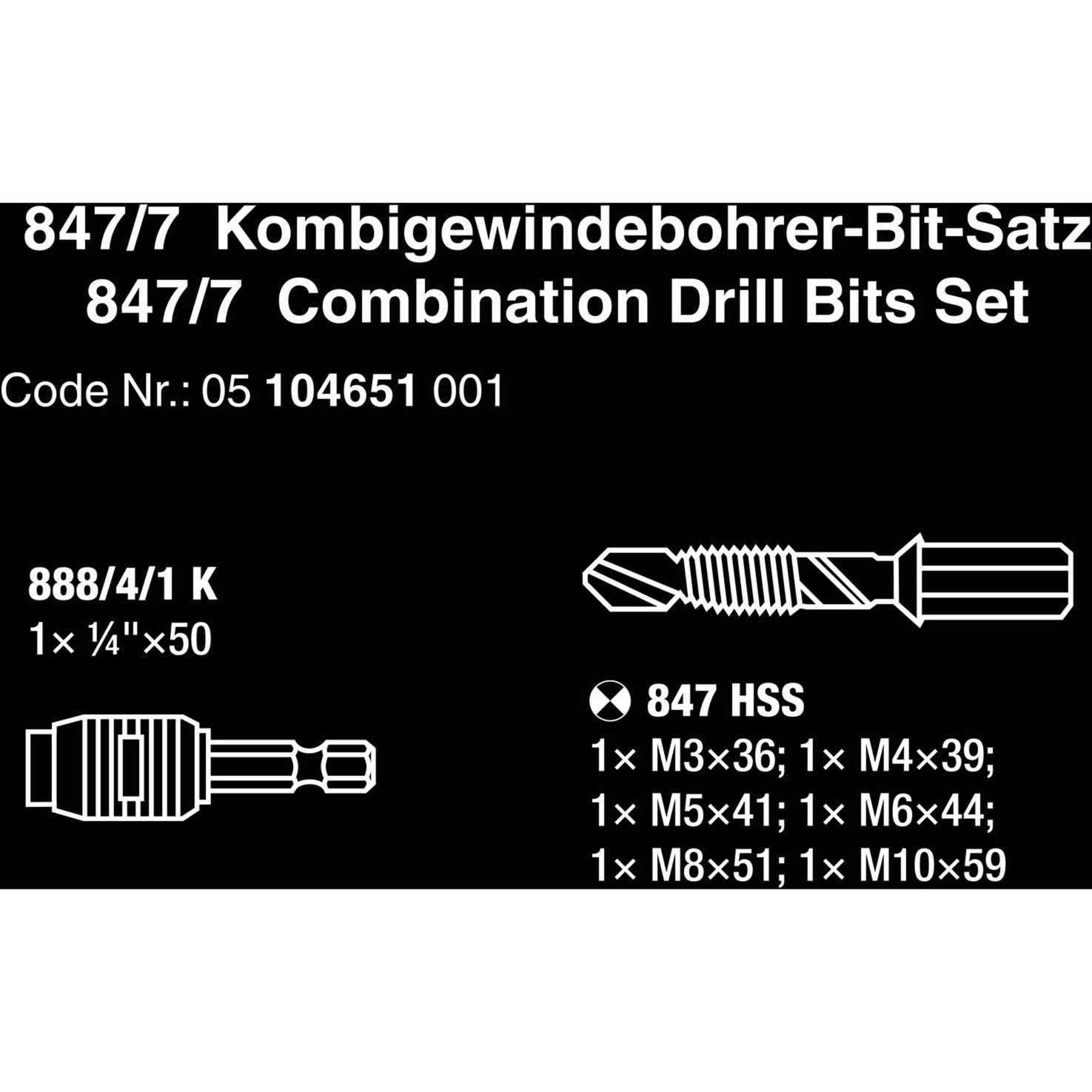 Wera 847 7 Combiboor-bit set, 7‑delig