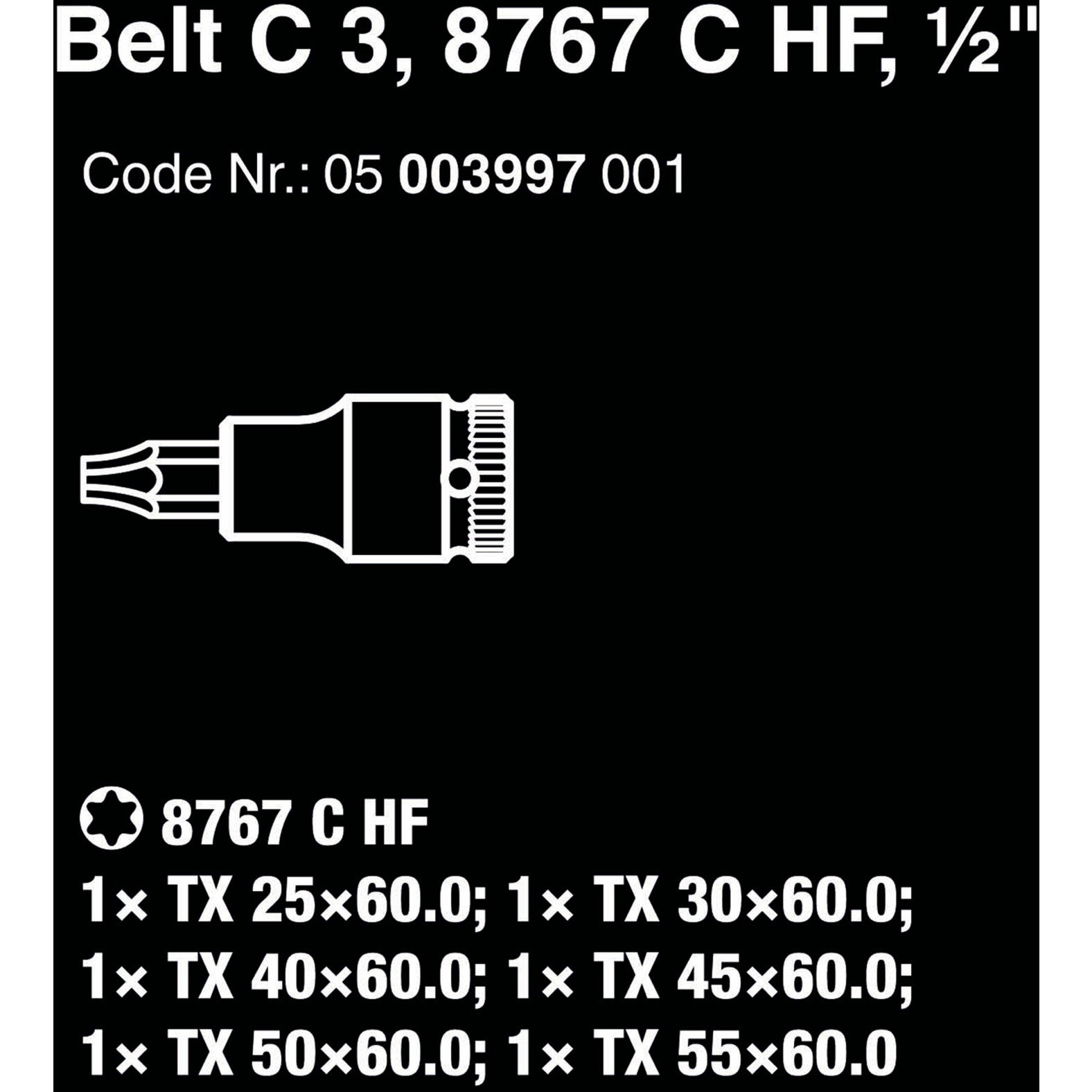 Wera Belt C 3 Zyklop doppenset, 1 2