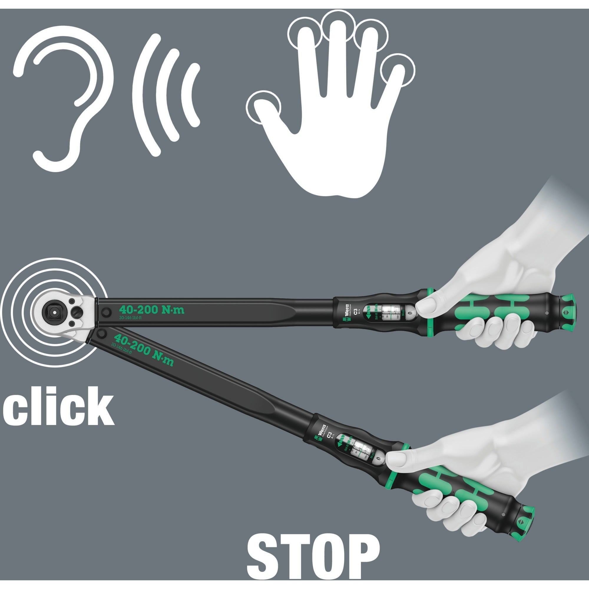 Wera Click-Torque C 3 Push RL verstelbare draaimomentsl
