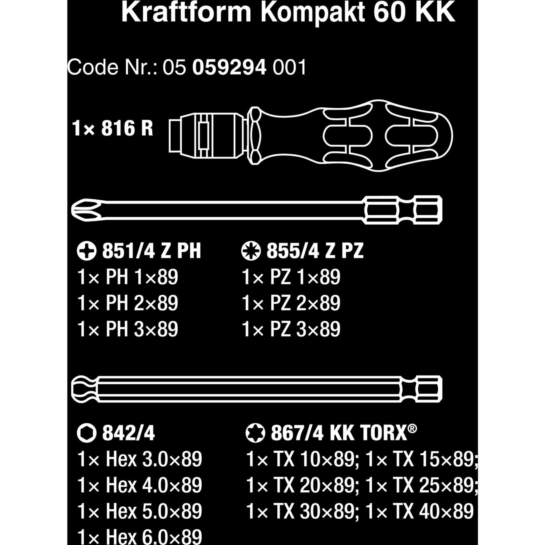 Wera Kraftform Kompakt 60 KK, 17-delig