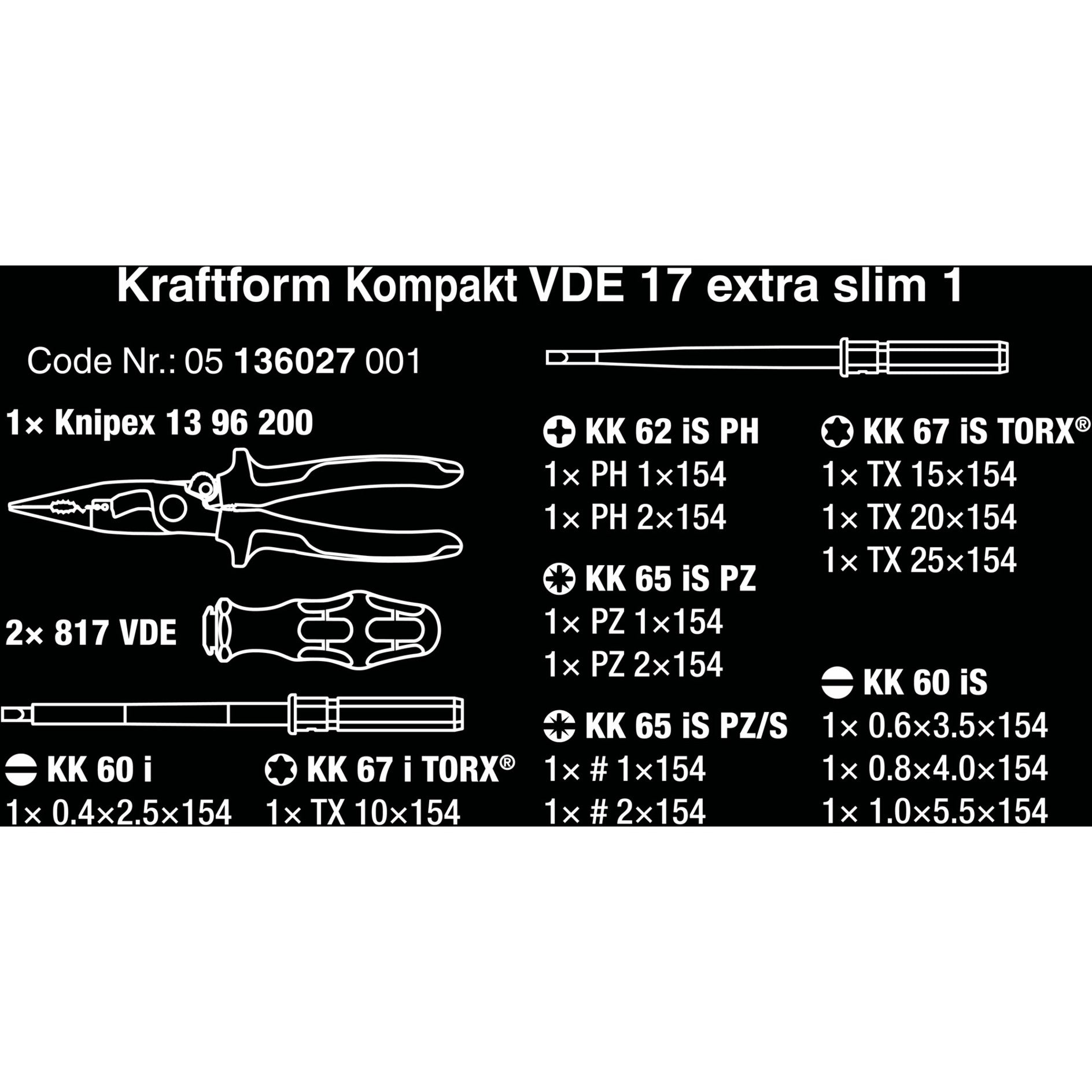 Wera Kraftform Kompakt VDE 17 extra smal 1, 16-delig