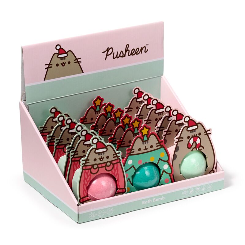 Kerstmis pusheen de kat bruisballen in geschenkverpakking