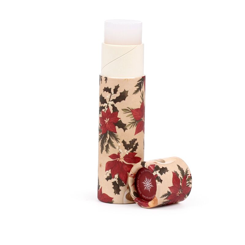 Botanische kerstmis papieren lippenbalsemstick