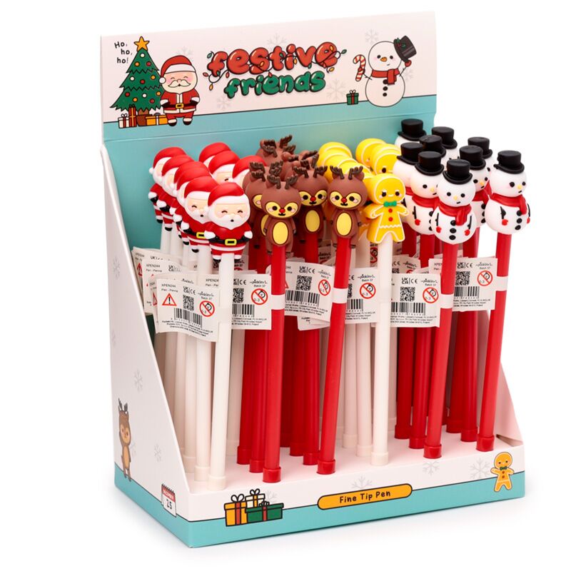 Feestelijke kerstmis fijnschrijver pen - zwart