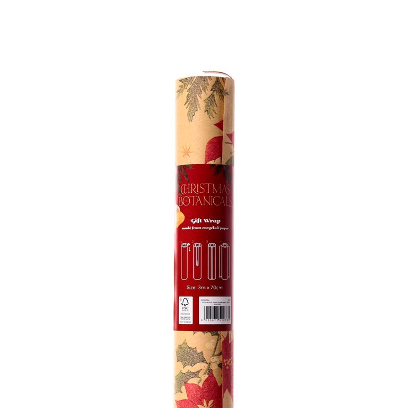Christmas botanicals 3m cadeaupapier rol