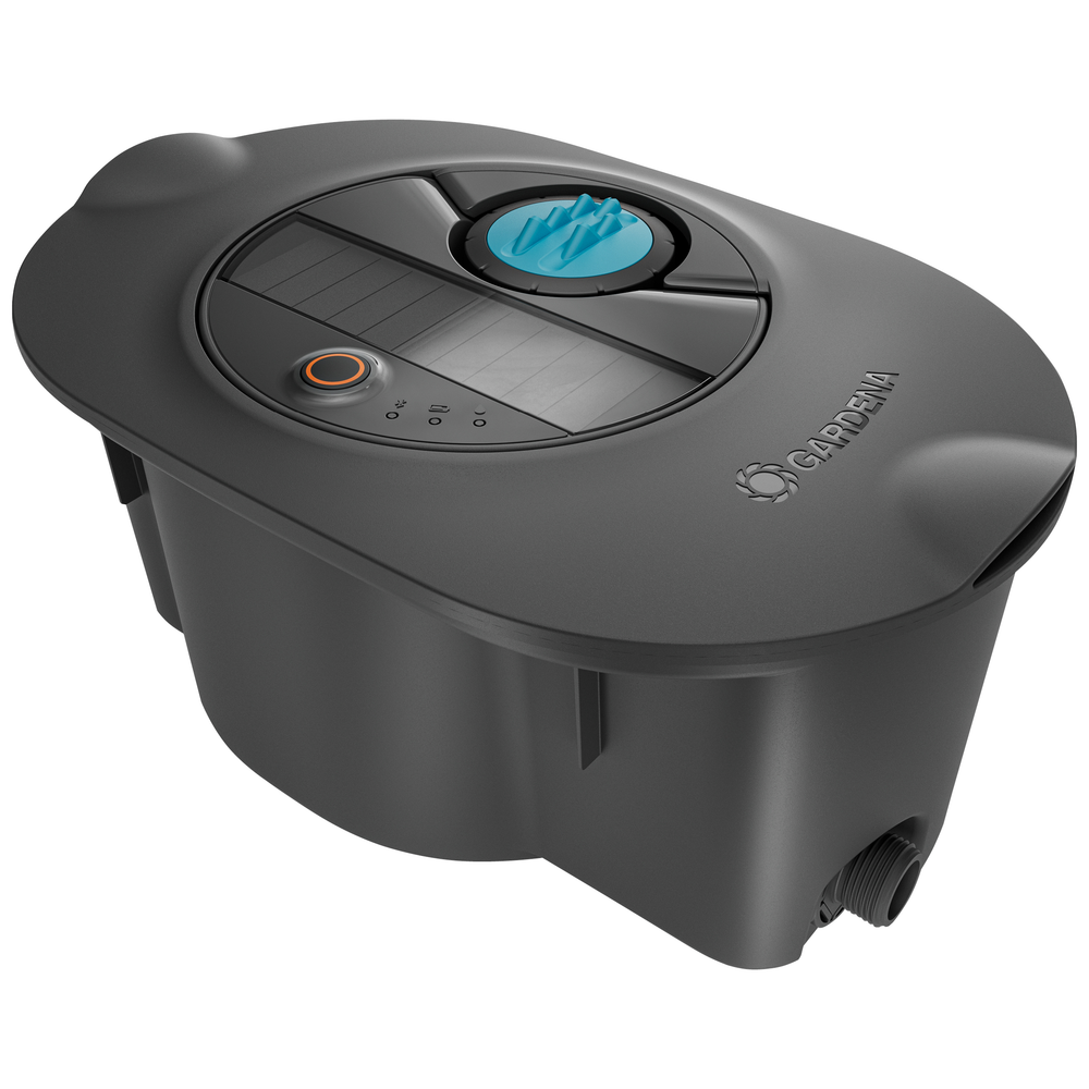 Gardena complete set pipeline irrigatiesysteem aquaprecise op zonne-energie voor gazon sprinklersysteem (grijs turquoise)