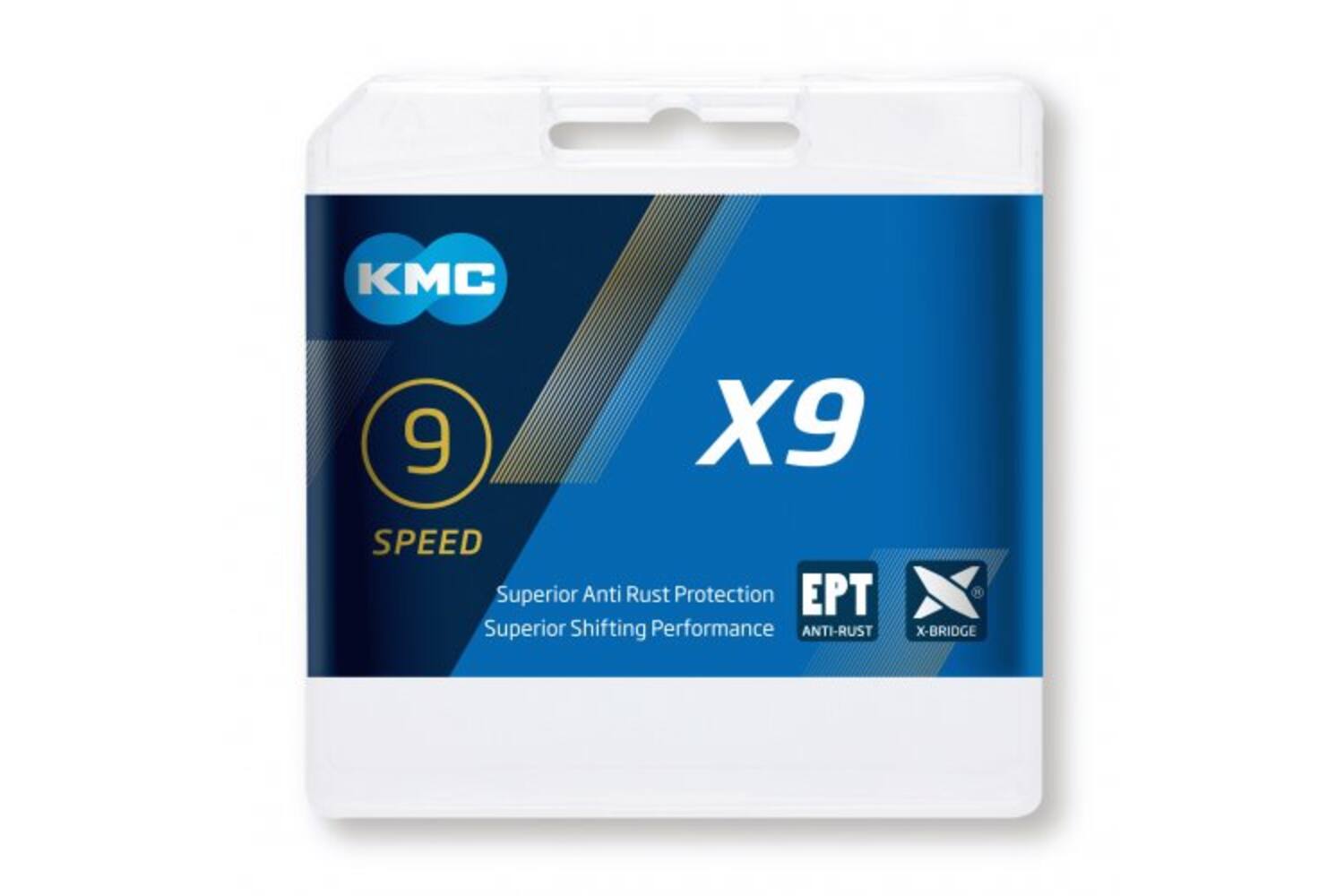 Chaîne KMC X9 EPT dark silver 1 2x1128, 6.6mm, antirouille, 114 L 9 vitesses.